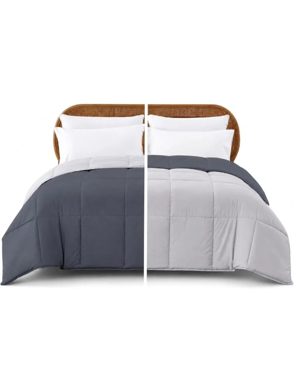 Reversible Down Alternative Comforter Set - Denim & Cloud Blue, Queen Size